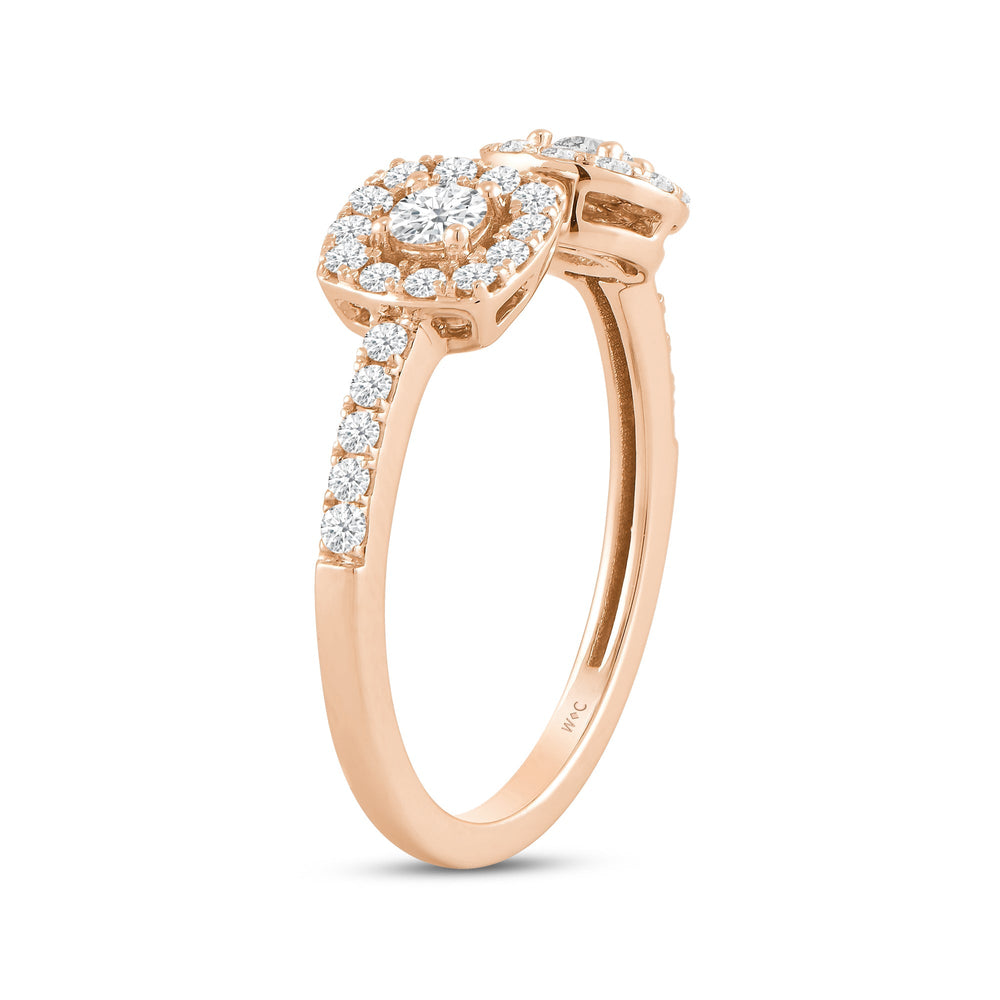Halo Diamond Cuff Ring with Mar Cut Diamond in 14KT Rose Gold / Lab / 08 view 4
