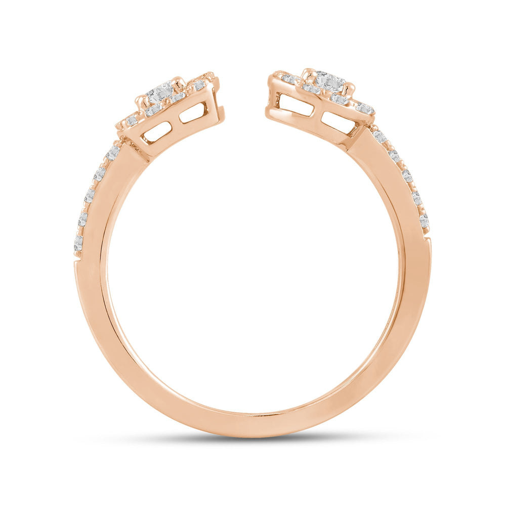 Halo Diamond Cuff Ring with Mar Cut Diamond in 14KT Rose Gold / Lab / 08 view 2
