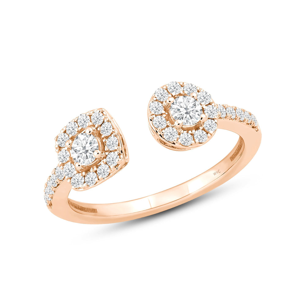 Halo Diamond Cuff Ring with Mar Cut Diamond in 14KT Rose Gold / Lab / 08 view 3
