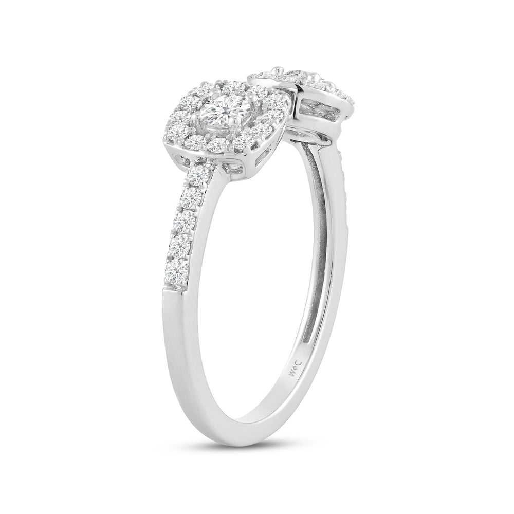 Halo Diamond Cuff Ring with Mar Cut Diamond in 14KT White Gold / Lab / 08 view 4
