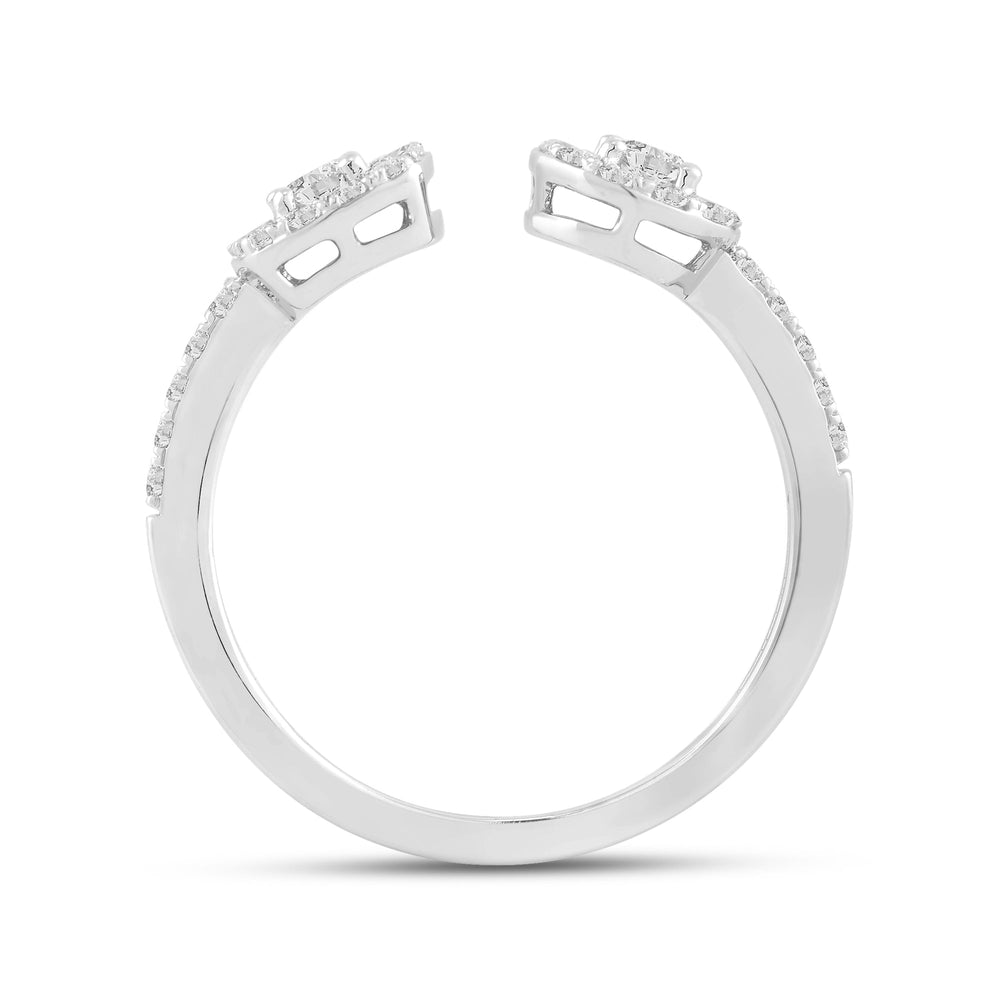 Halo Diamond Cuff Ring with Mar Cut Diamond in 14KT White Gold / Lab / 08 view 2
