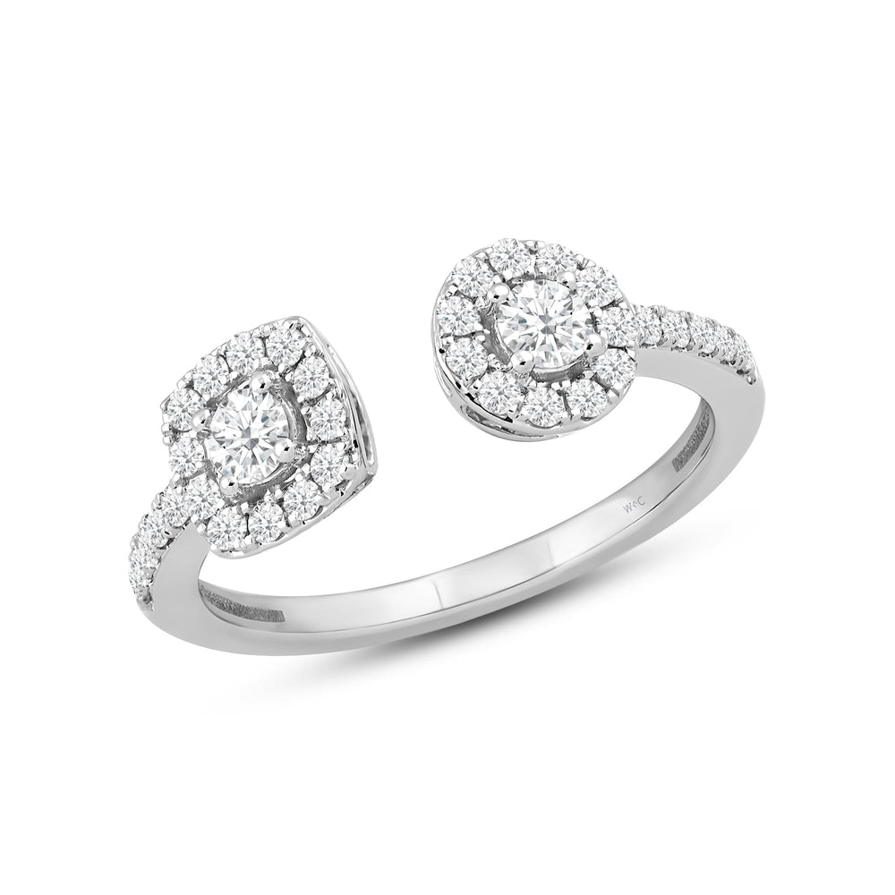 Halo Diamond Cuff Ring with Mar Cut Diamond in 14KT White Gold / Lab / 08 view 3
