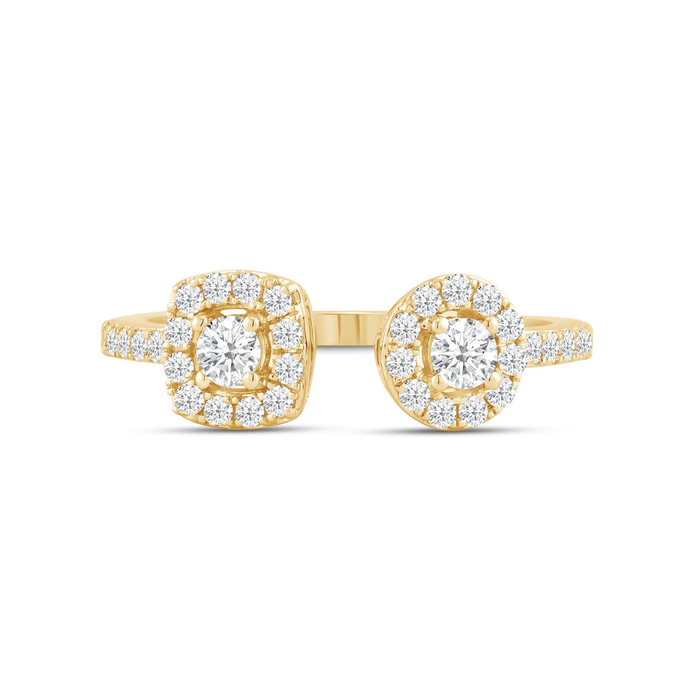 Halo Diamond Cuff Ring with Mar Cut Diamond in 14KT Yellow Gold / Lab / 08 view 1
