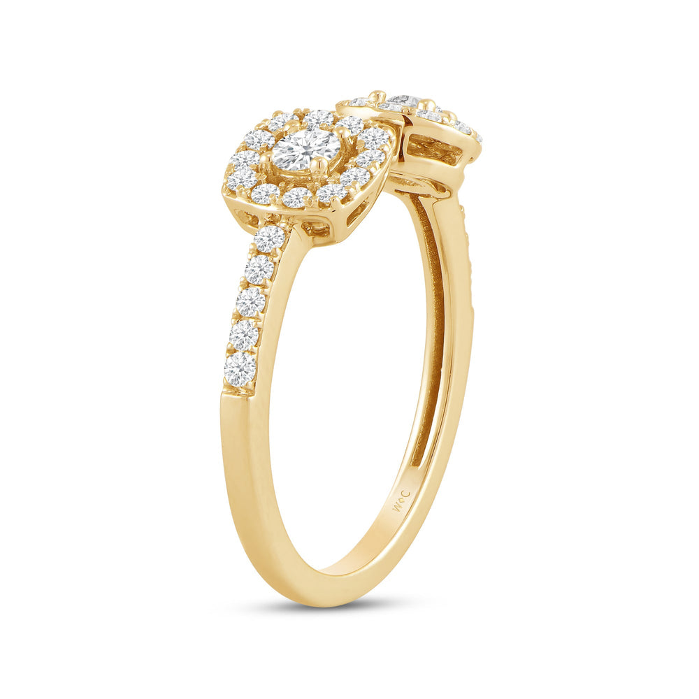 Halo Diamond Cuff Ring with Mar Cut Diamond in 14KT Yellow Gold / Lab / 08 view 4
