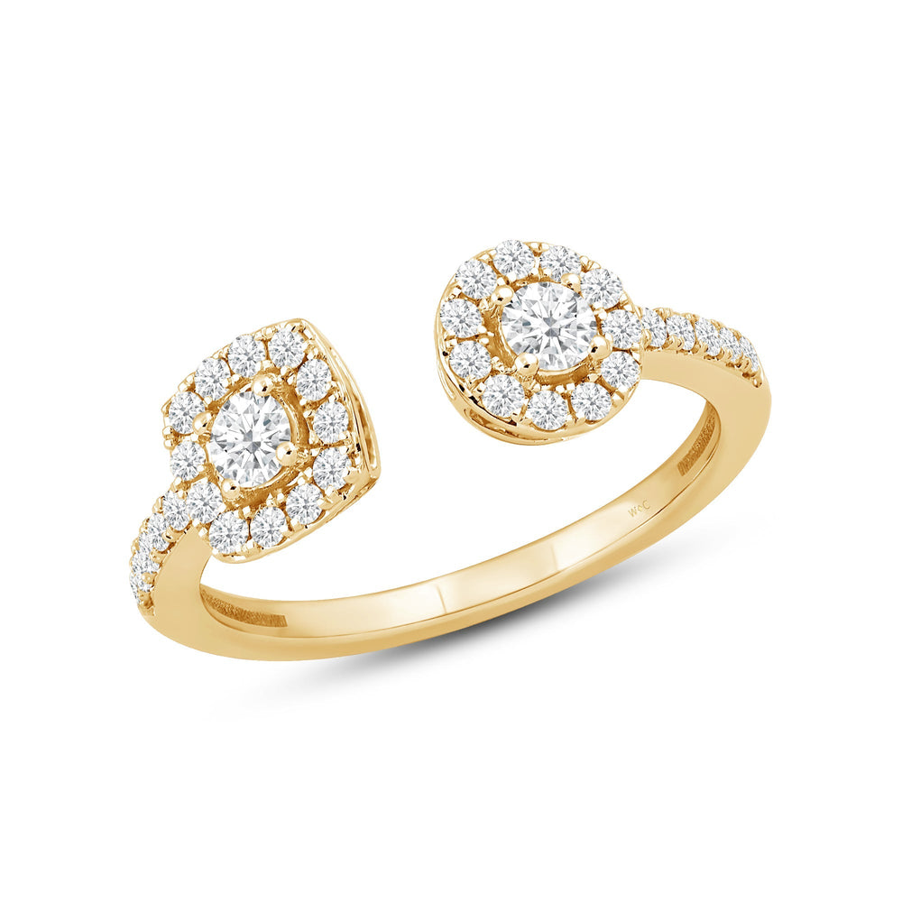 Halo Diamond Cuff Ring with Mar Cut Diamond in 14KT Yellow Gold / Lab / 08 view 3
