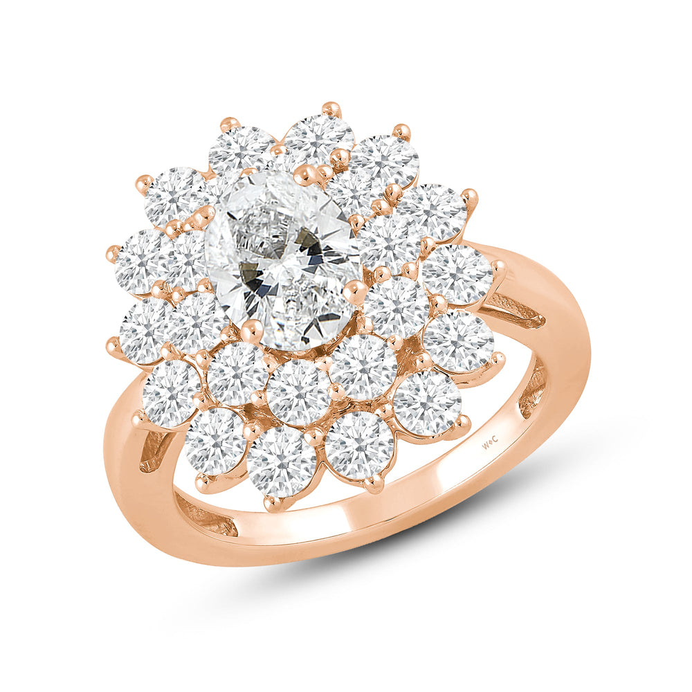 Flower Halo Diamond Cluster Ring with 14KT Rose Gold / Lab / 3 1/4 Cut Diamond in 14KT Rose Gold / Lab / 3 1/4 view 4
