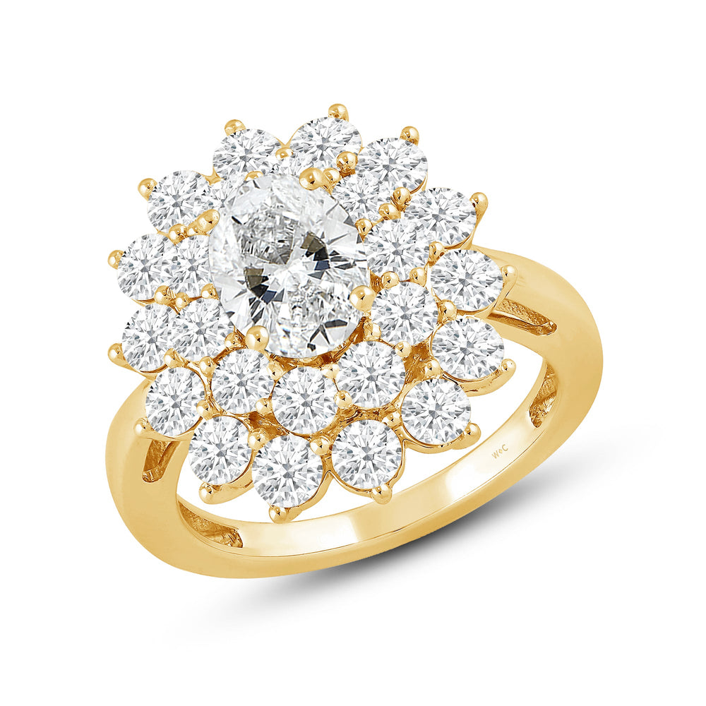 Flower Halo Diamond Cluster Ring with 14KT Yellow Gold / Lab / 3 1/4 Cut Diamond in 14KT Yellow Gold / Lab / 3 1/4 view 4
