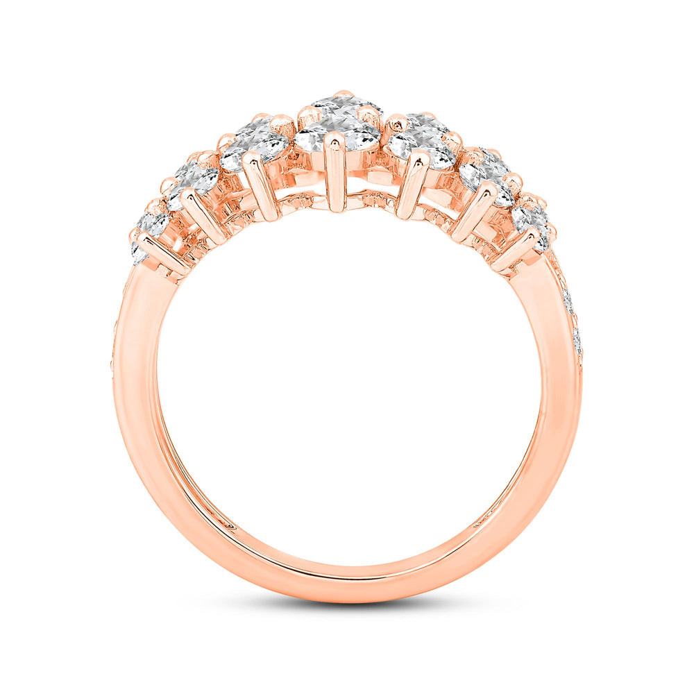 Graduating Two Row Diamond Fashion Ring with 14KT Rose Gold / Lab / 1 1/2 Cut Diamond in 14KT Rose Gold / Lab / 1 1/2 view 2
