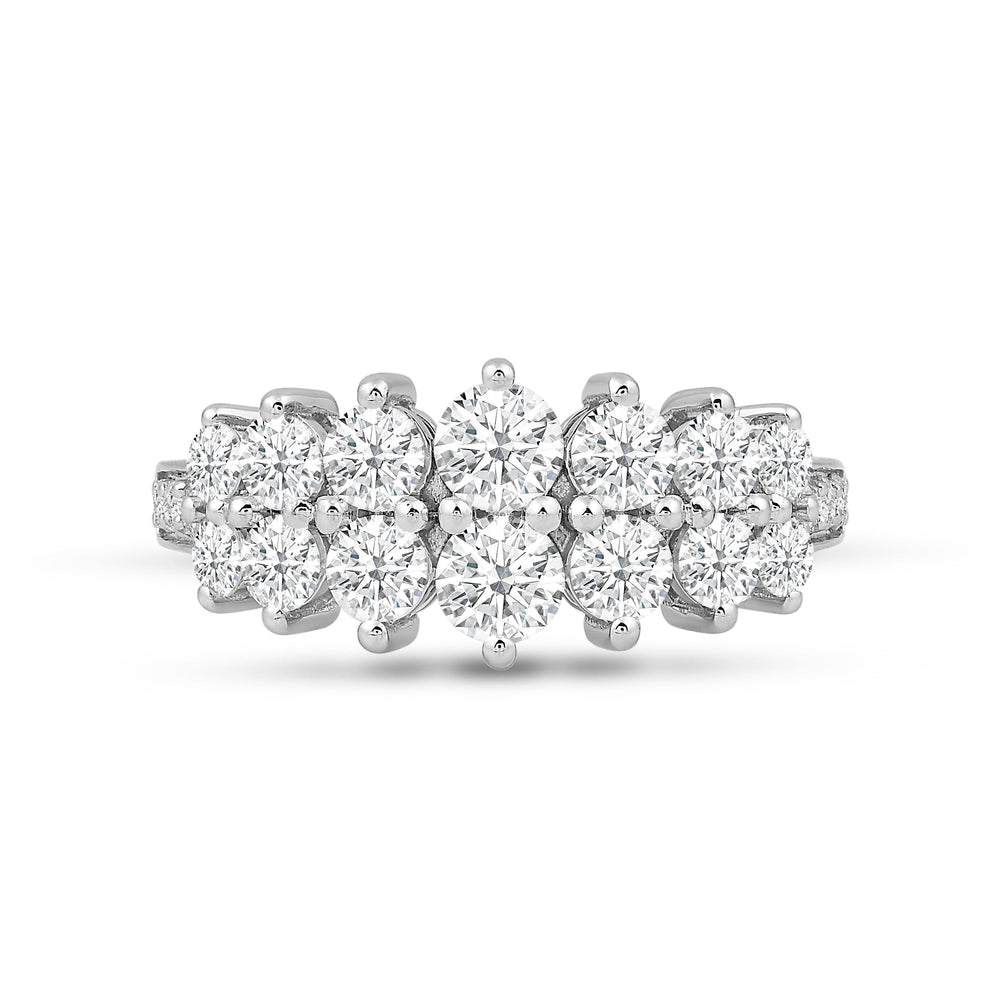 Graduating Two Row Diamond Fashion Ring with 14KT White Gold / Lab / 1 1/2 Cut Diamond in 14KT White Gold / Lab / 1 1/2 view 1

