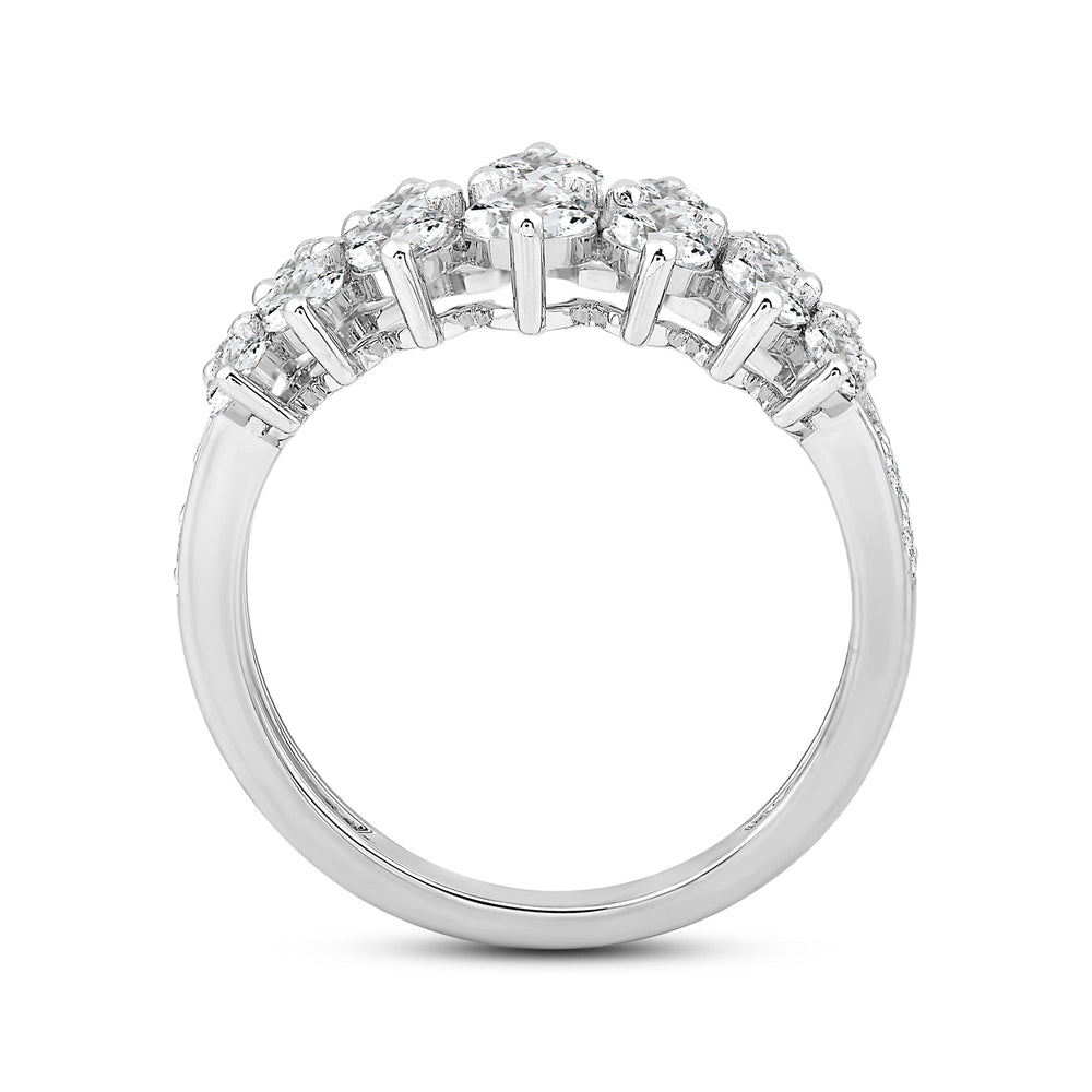 Graduating Two Row Diamond Fashion Ring with 14KT White Gold / Lab / 1 1/2 Cut Diamond in 14KT White Gold / Lab / 1 1/2 view 2
