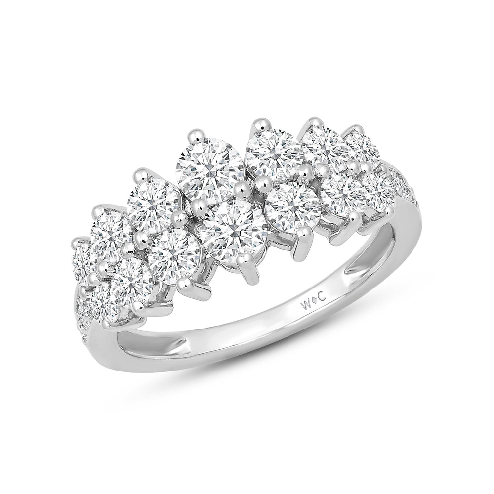 Graduating Two Row Diamond Fashion Ring with 14KT White Gold / Lab / 1 1/2 Cut Diamond in 14KT White Gold / Lab / 1 1/2 view 3
