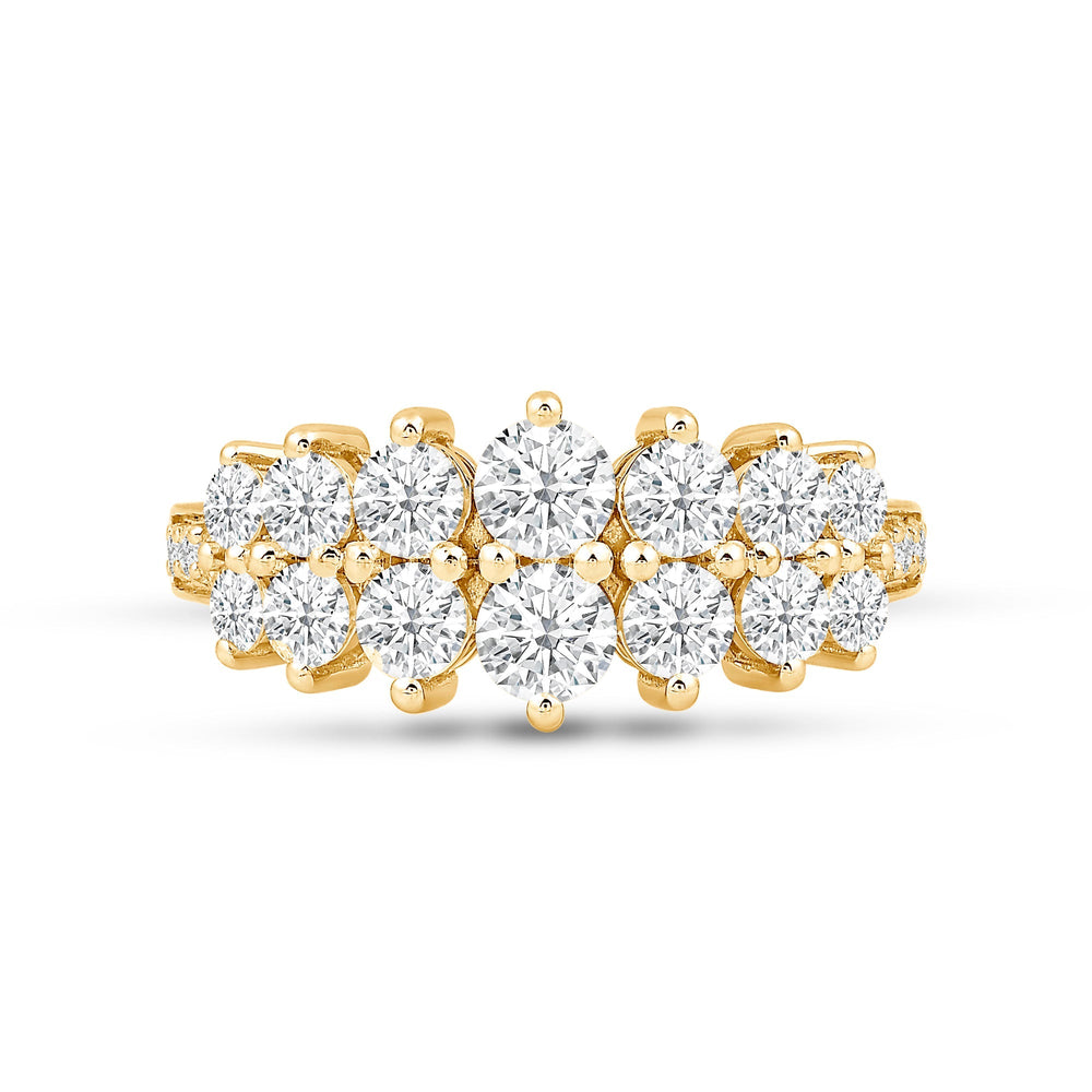 Graduating Two Row Diamond Fashion Ring with 14KT Yellow Gold / Lab / 1 1/2 Cut Diamond in 14KT Yellow Gold / Lab / 1 1/2 view 1
