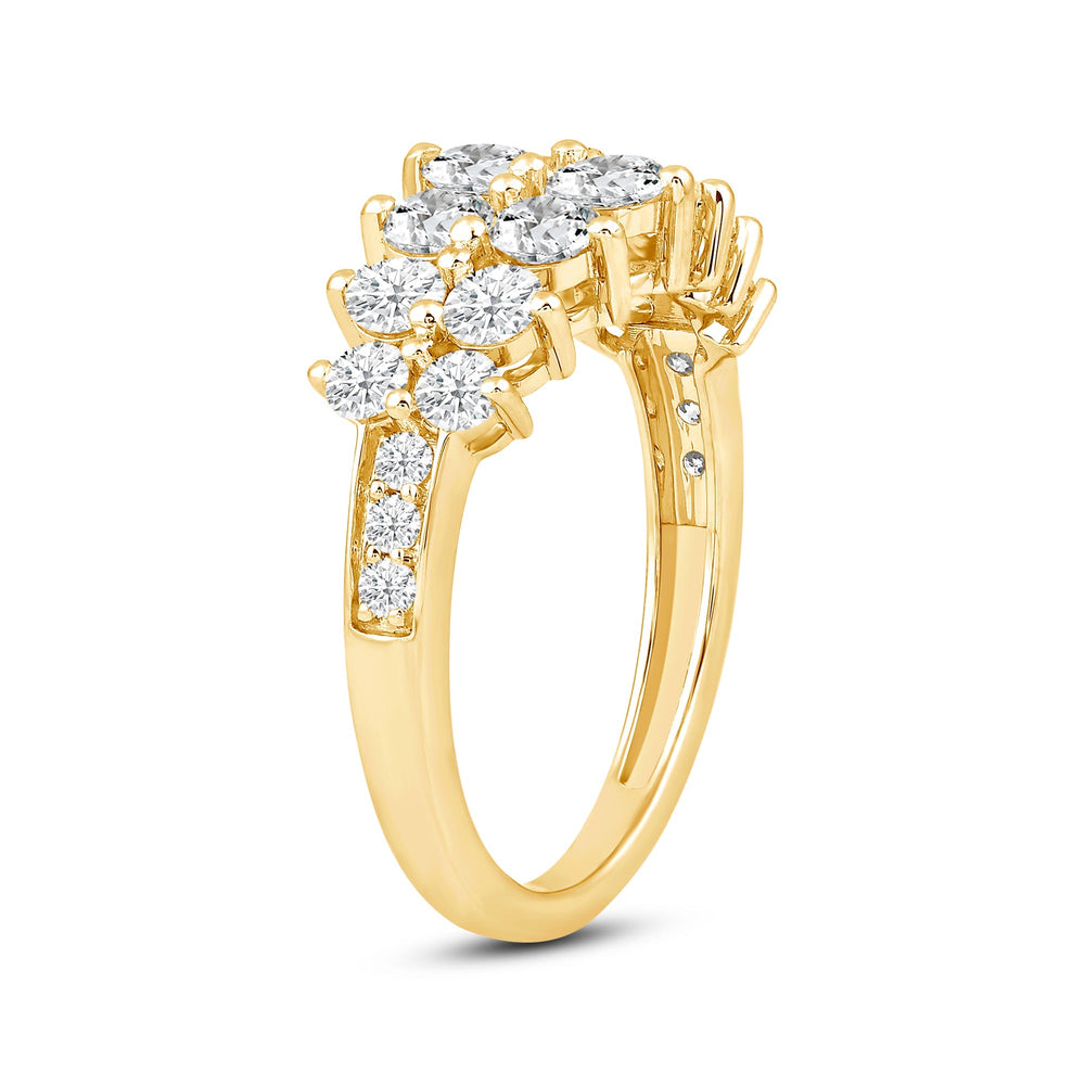 Graduating Two Row Diamond Fashion Ring with 14KT Yellow Gold / Lab / 1 1/2 Cut Diamond in 14KT Yellow Gold / Lab / 1 1/2 view 4
