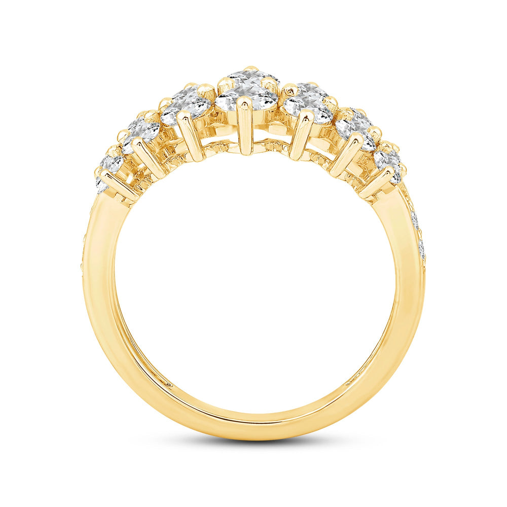 Graduating Two Row Diamond Fashion Ring with 14KT Yellow Gold / Lab / 1 1/2 Cut Diamond in 14KT Yellow Gold / Lab / 1 1/2 view 2
