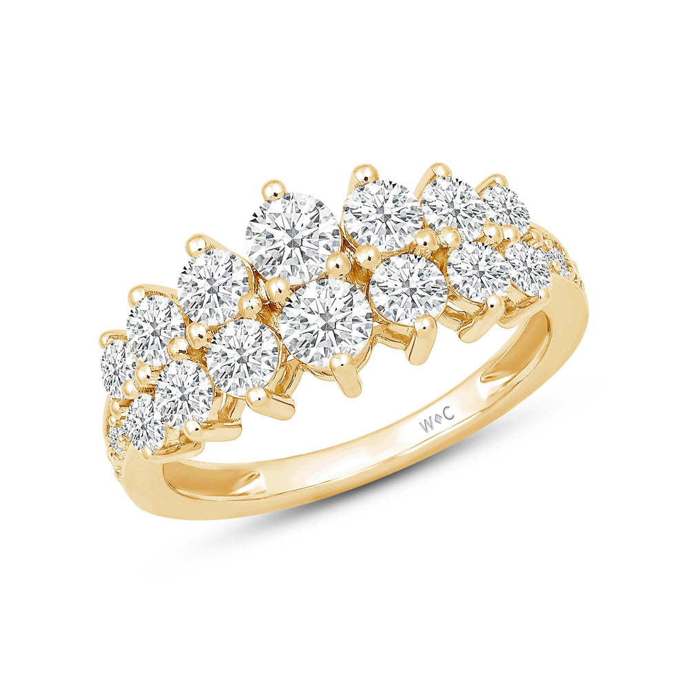 Graduating Two Row Diamond Fashion Ring with 14KT Yellow Gold / Lab / 1 1/2 Cut Diamond in 14KT Yellow Gold / Lab / 1 1/2 view 3
