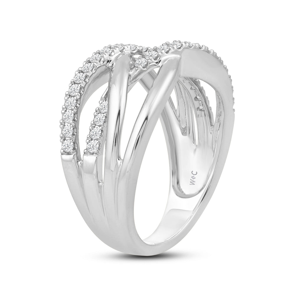 Crossover Studded and Gold Diamond Fashion Ring with Jan Cut Diamond in 14KT White Gold / Lab / 04 view 4
