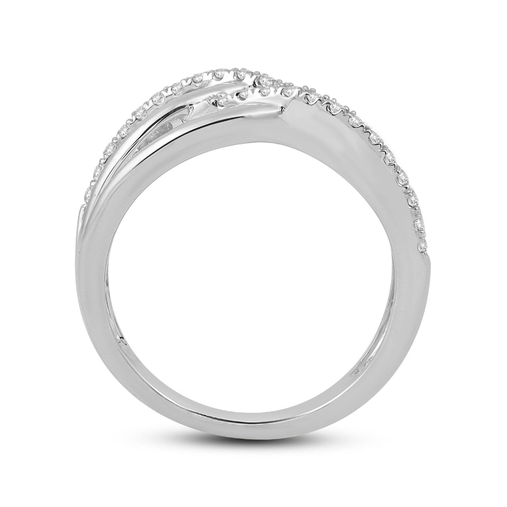 Crossover Studded and Gold Diamond Fashion Ring with Jan Cut Diamond in 14KT White Gold / Lab / 04 view 2
