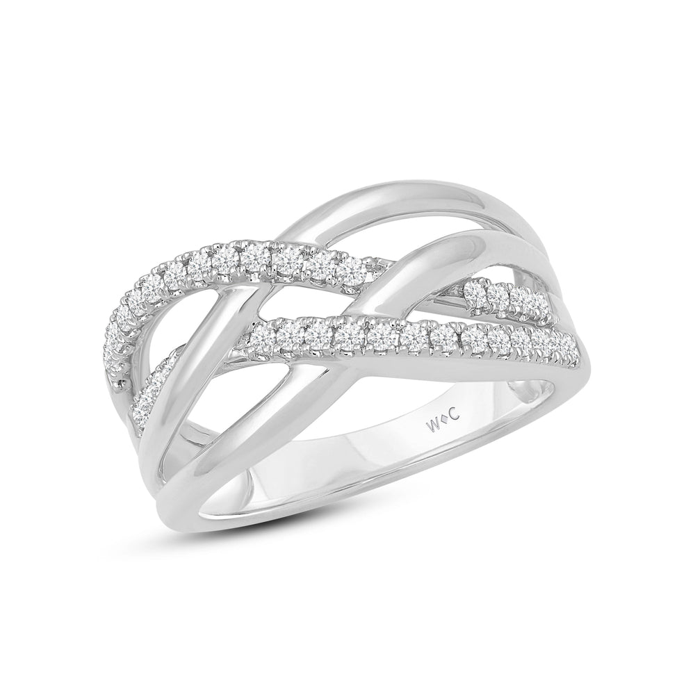 Crossover Studded and Gold Diamond Fashion Ring with Jan Cut Diamond in 14KT White Gold / Lab / 04 view 3
