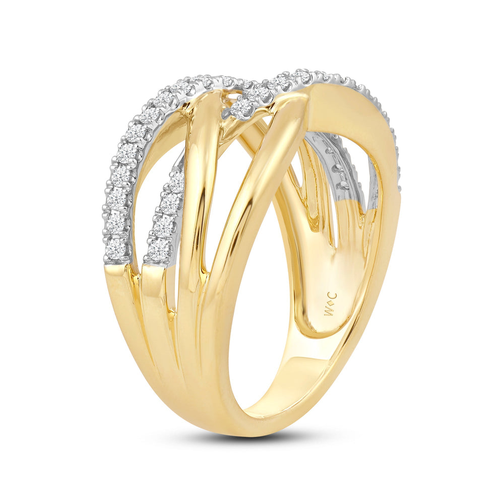 Crossover Studded and Gold Diamond Fashion Ring with Jan Cut Diamond in 14KT Yellow Gold / Lab / 04 view 4
