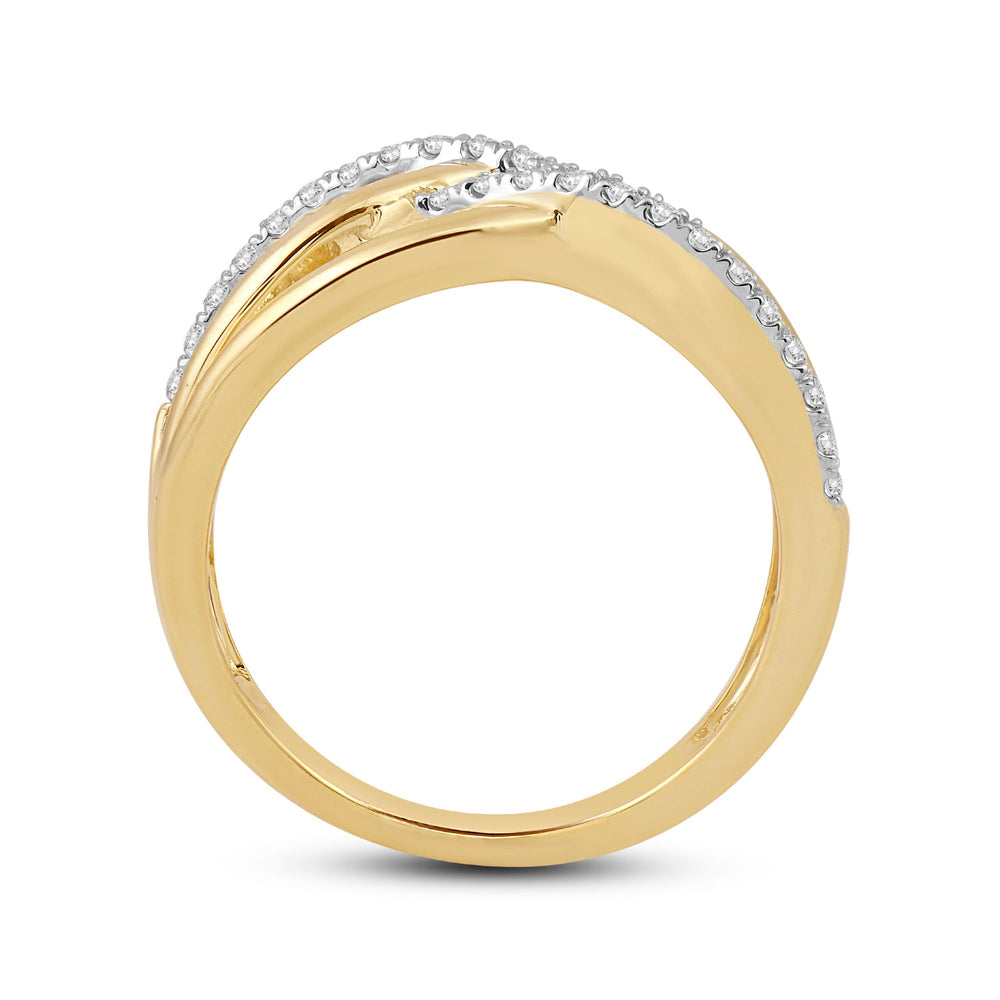Crossover Studded and Gold Diamond Fashion Ring with Jan Cut Diamond in 14KT Yellow Gold / Lab / 04 view 2
