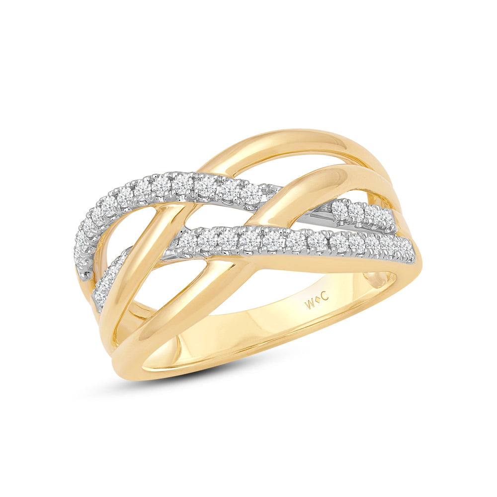 Crossover Studded and Gold Diamond Fashion Ring with Jan Cut Diamond in 14KT Yellow Gold / Lab / 04 view 3
