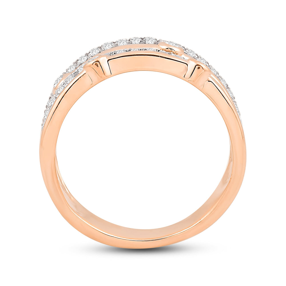 Bezel Stations Four Row Studded and Metal Diamond Fashion Ring with Mar Cut Diamond in 14KT Rose Gold / Lab / 08 view 2
