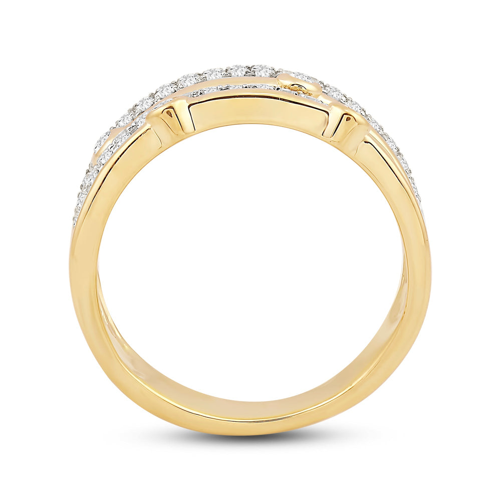 Bezel Stations Four Row Studded and Metal Diamond Fashion Ring with Mar Cut Diamond in 14KT Yellow Gold / Lab / 08 view 2
