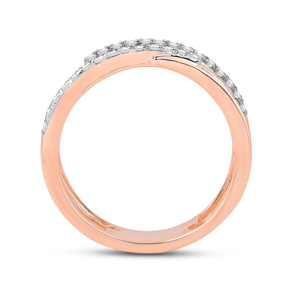 Crossover Studded and Gold Slim Diamond Fashion Ring with Jan Cut Diamond in 14KT Rose Gold / Lab / 05 view 2
