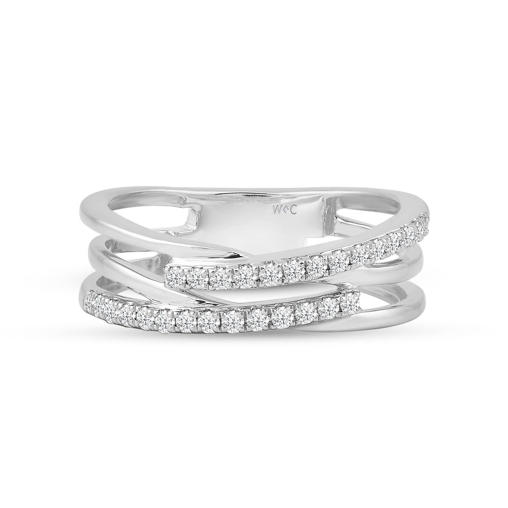 Crossover Studded and Gold Slim Diamond Fashion Ring with Jan Cut Diamond in 14KT White Gold / Lab / 05 view 1
