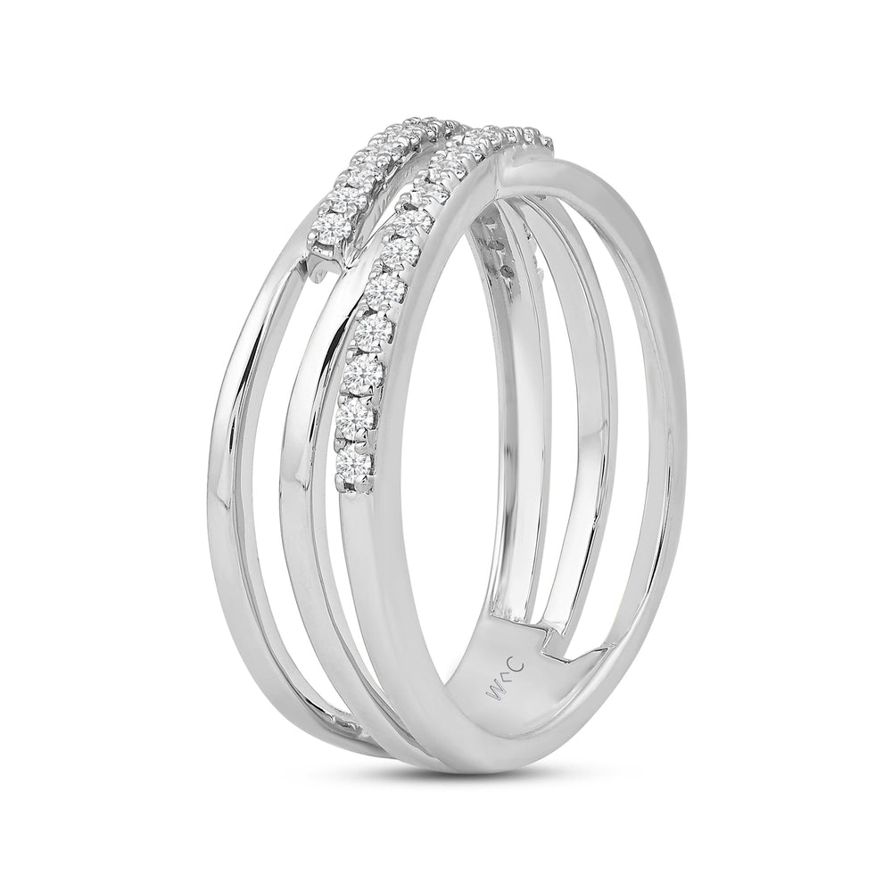 Crossover Studded and Gold Slim Diamond Fashion Ring with Jan Cut Diamond in 14KT White Gold / Lab / 05 view 4
