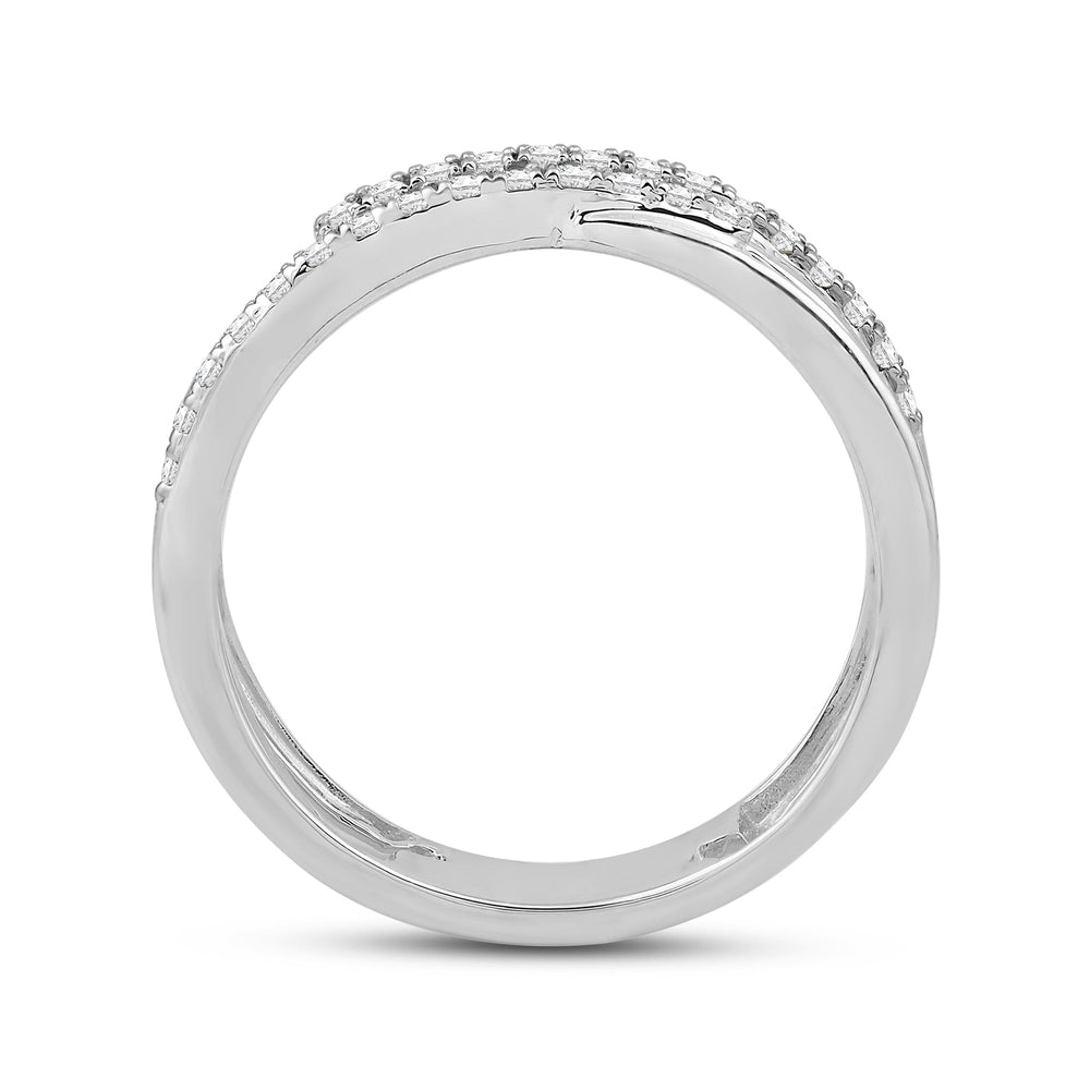 Crossover Studded and Gold Slim Diamond Fashion Ring with Jan Cut Diamond in 14KT White Gold / Lab / 05 view 2
