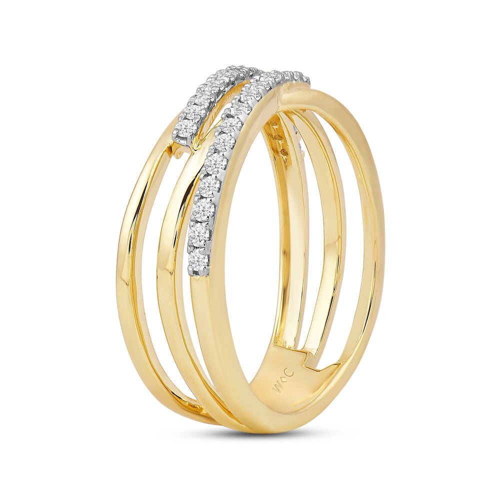 Crossover Studded and Gold Slim Diamond Fashion Ring with Jan Cut Diamond in 14KT Yellow Gold / Lab / 05 view 4
