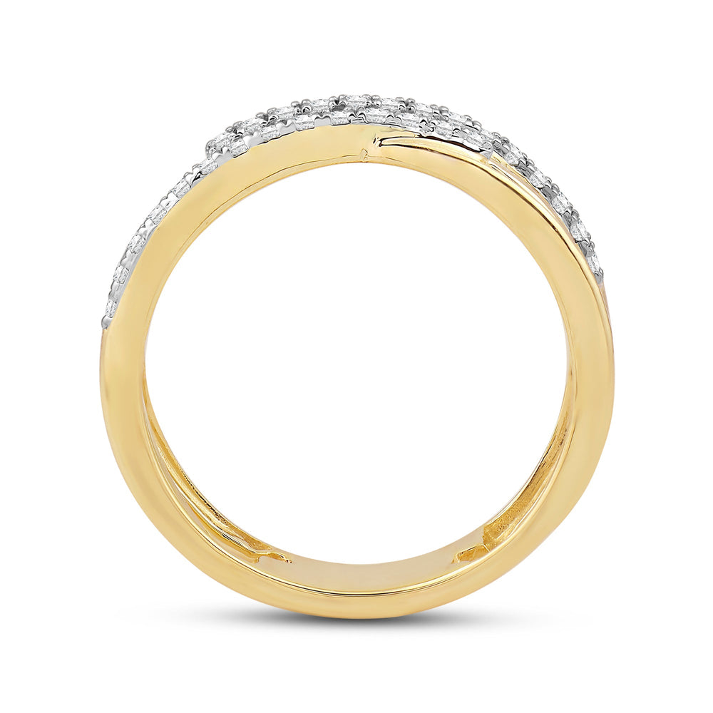 Crossover Studded and Gold Slim Diamond Fashion Ring with Jan Cut Diamond in 14KT Yellow Gold / Lab / 05 view 2
