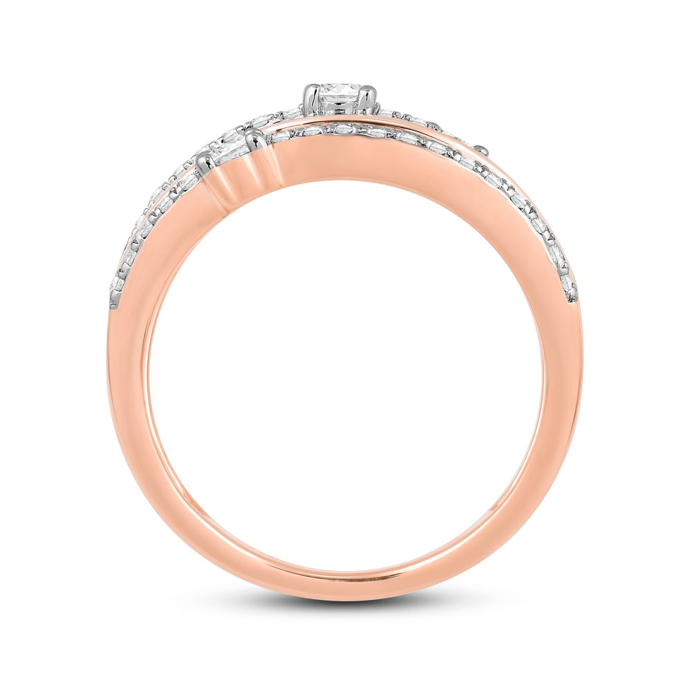 Five Row Diamond And Gold Scatter Ring with May Cut Diamond in 14KT Rose Gold / Lab / 08 view 2
