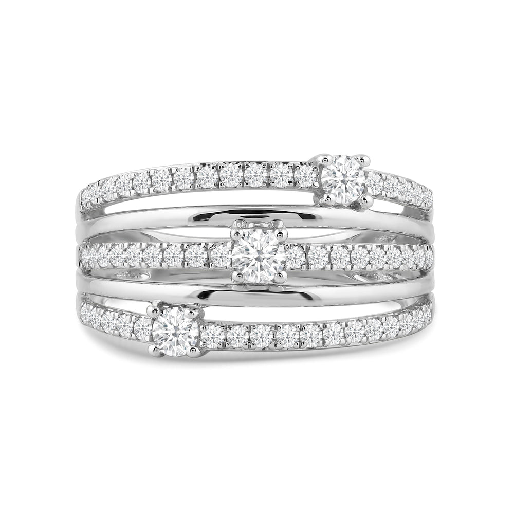 Five Row Diamond And Gold Scatter Ring with May Cut Diamond in 14KT White Gold / Lab / 08 view 1

