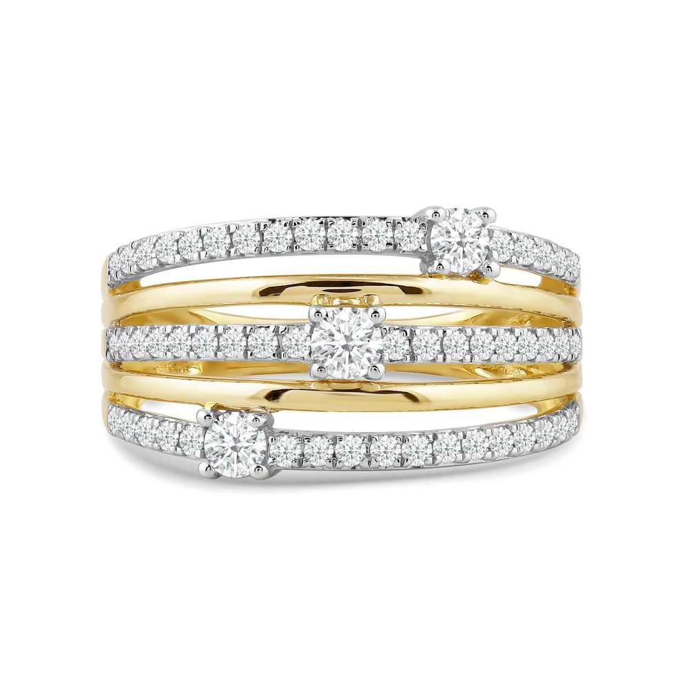 Five Row Diamond And Gold Scatter Ring with May Cut Diamond in 14KT Yellow Gold / Lab / 08 view 1
