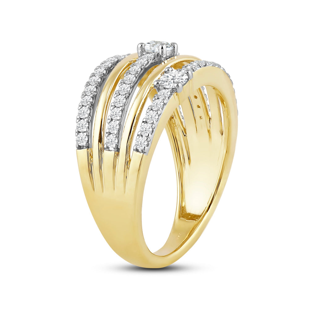 Five Row Diamond And Gold Scatter Ring with May Cut Diamond in 14KT Yellow Gold / Lab / 08 view 4

