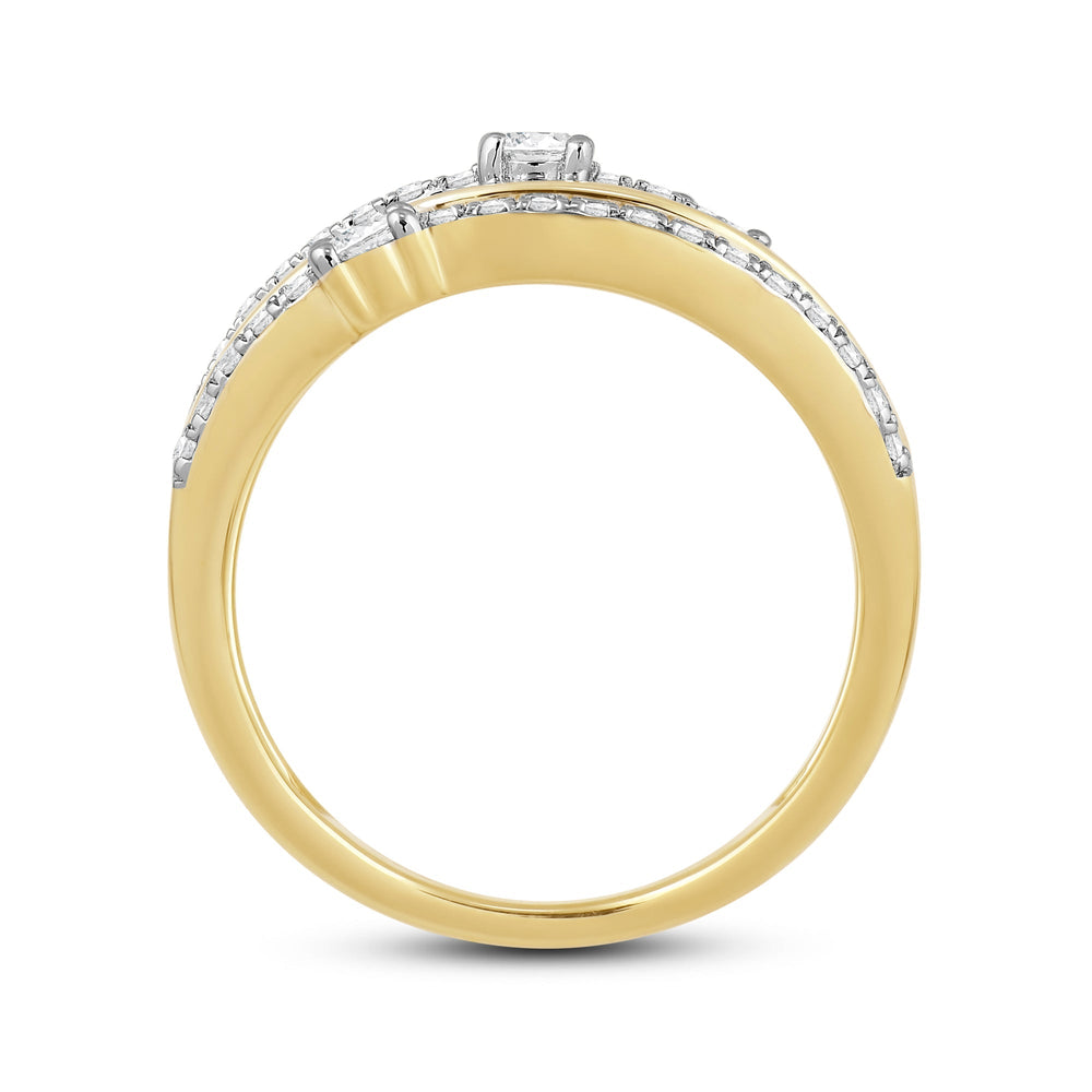 Five Row Diamond And Gold Scatter Ring with May Cut Diamond in 14KT Yellow Gold / Lab / 08 view 2
