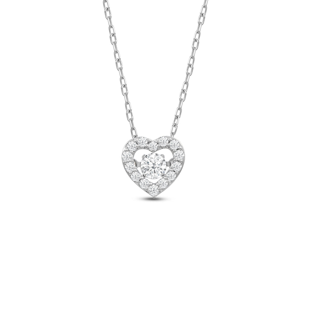 Dancing Diamonds Heart Necklace with 14KT White Gold / Lab / 1/4 Cut Diamond in 14KT White Gold / Lab / 1/4 view 1
