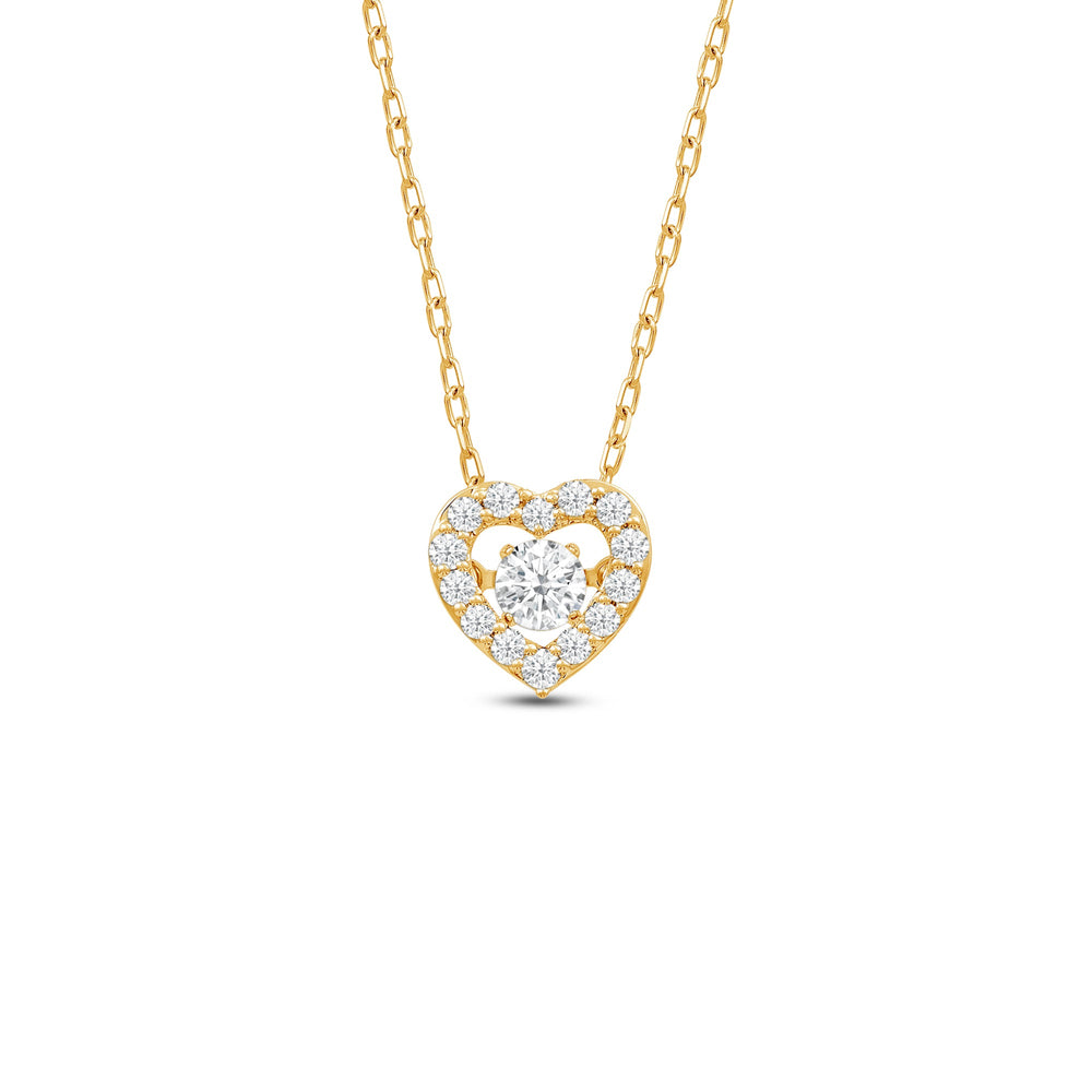 Dancing Diamonds Heart Necklace with 14KT Yellow Gold / Lab / 1/4 Cut Diamond in 14KT Yellow Gold / Lab / 1/4 view 1
