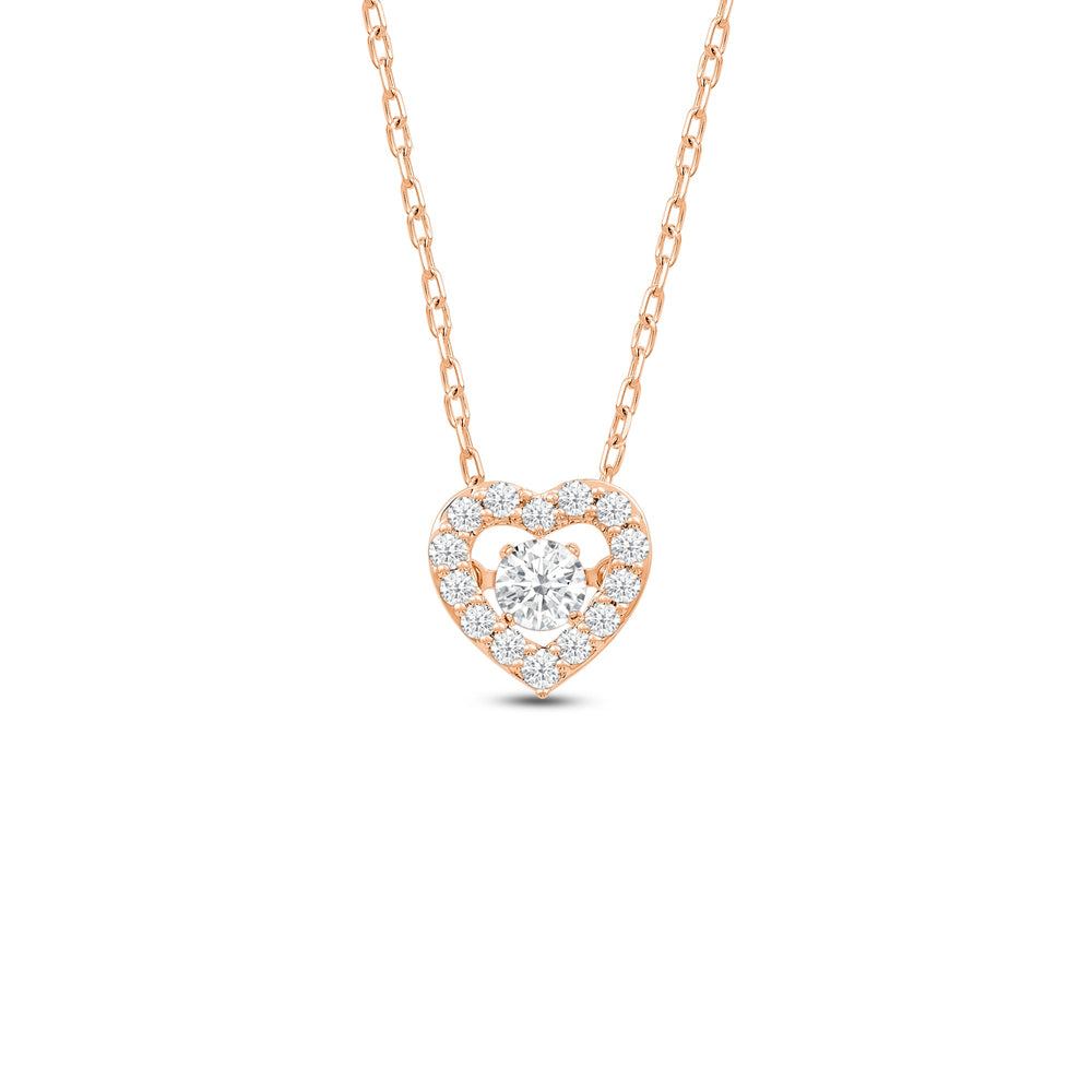 Dancing Diamonds Heart Necklace with 14KT Rose Gold / Lab / 1/4 Cut Diamond in 14KT Rose Gold / Lab / 1/4 view 1
