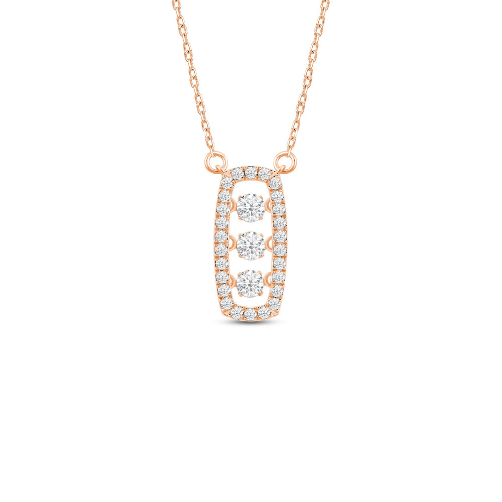 Three Dancing Diamonds Elongated Cushion Necklace with 14KT Rose Gold / Lab / 5/8 Cut Diamond in 14KT Rose Gold / Lab / 5/8 view 1
