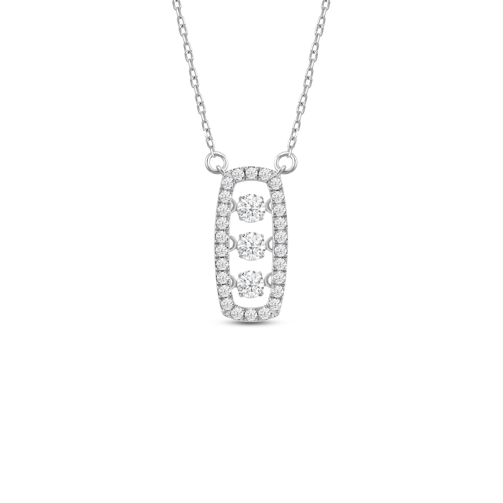 Three Dancing Diamonds Elongated Cushion Necklace with 14KT White Gold / Lab / 5/8 Cut Diamond in 14KT White Gold / Lab / 5/8 view 1
