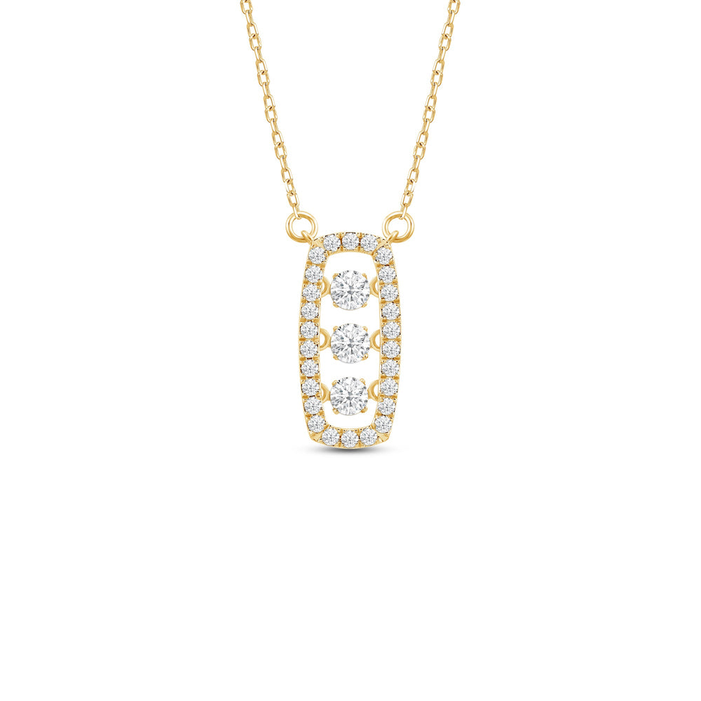Three Dancing Diamonds Elongated Cushion Necklace with 14KT Yellow Gold / Lab / 5/8 Cut Diamond in 14KT Yellow Gold / Lab / 5/8 view 1
