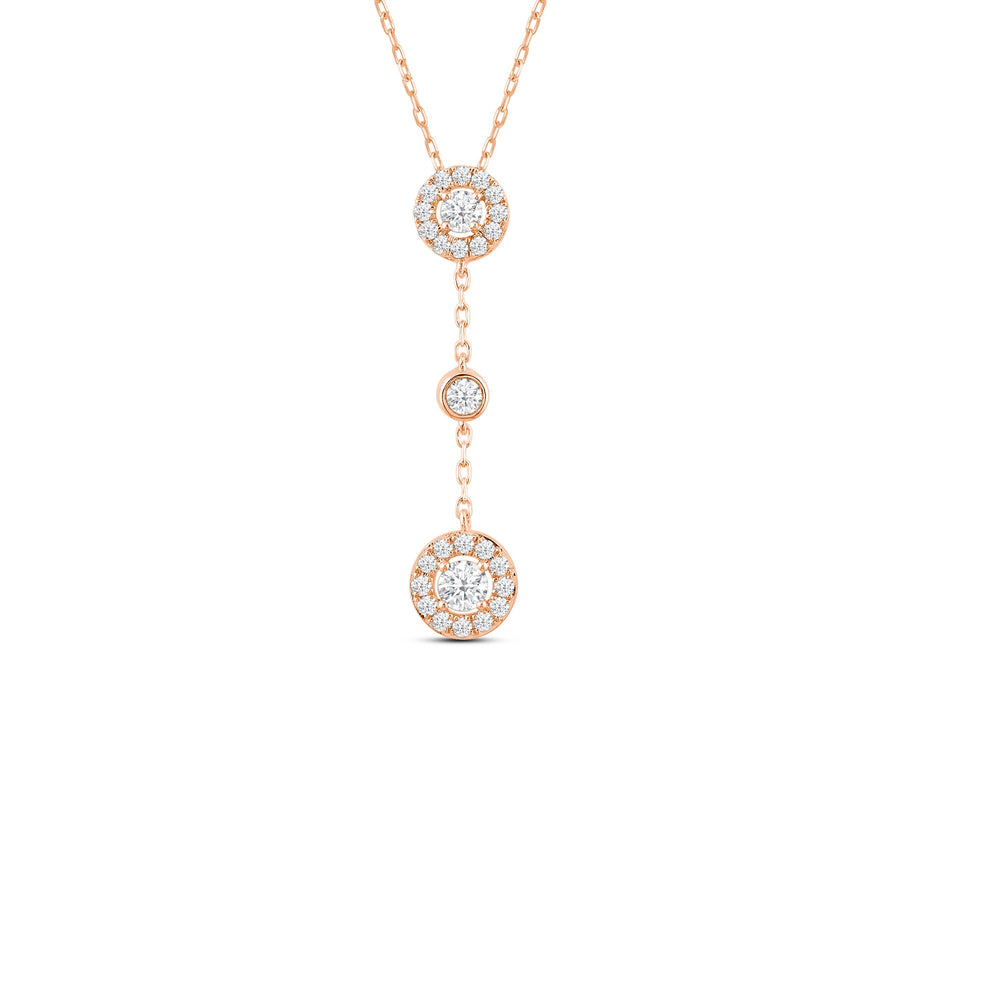 Composite & Halo Tiered Diamond Pendant with 14KT Rose Gold / Lab / 1/2 Cut Diamond in 14KT Rose Gold / Lab / 1/2 view 1
