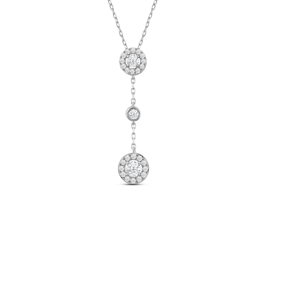 Composite & Halo Tiered Diamond Pendant with 14KT White Gold / Lab / 1/2 Cut Diamond in 14KT White Gold / Lab / 1/2 view 1
