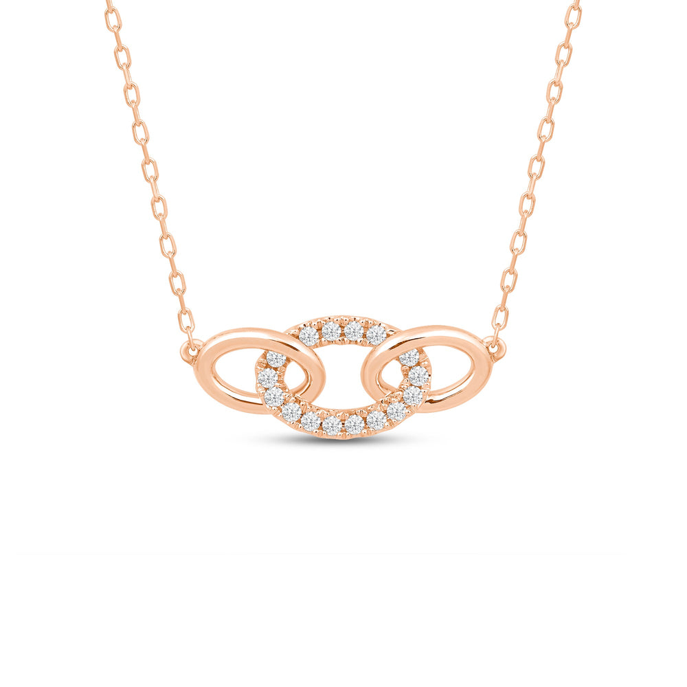 East West Oval Link Necklace with 14KT Rose Gold / Lab / 1/6 Cut Diamond in 14KT Rose Gold / Lab / 1/6 view 1
