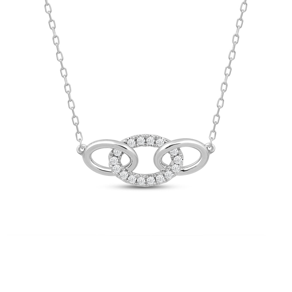 East West Oval Link Necklace with 14KT White Gold / Lab / 1/6 Cut Diamond in 14KT White Gold / Lab / 1/6 view 1
