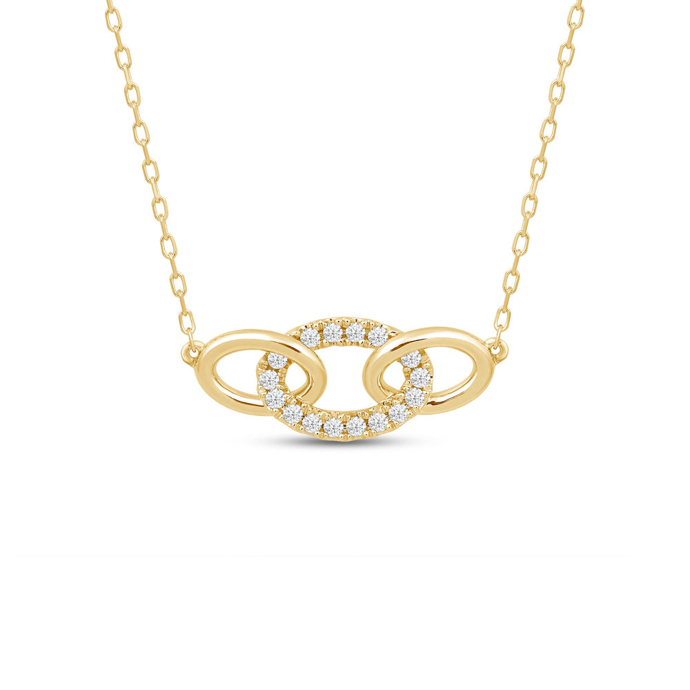 East West Oval Link Necklace with 14KT Yellow Gold / Lab / 1/6 Cut Diamond in 14KT Yellow Gold / Lab / 1/6 view 1

