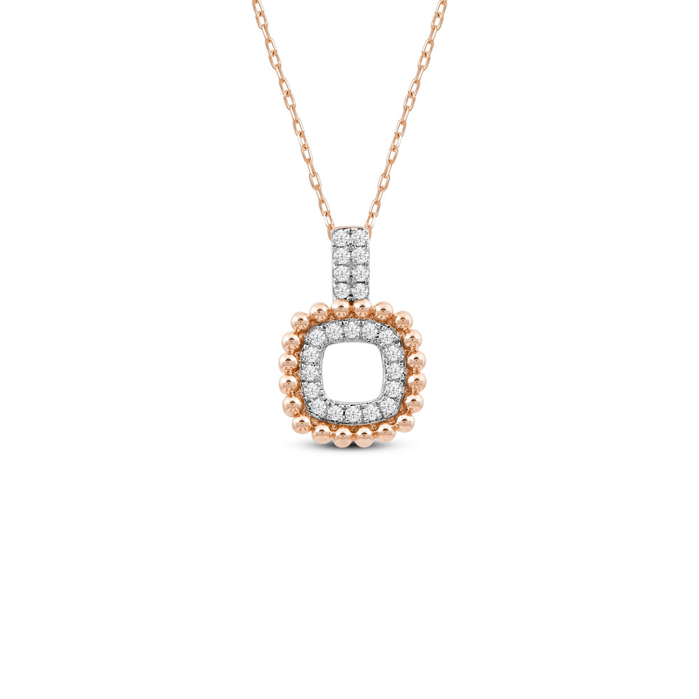 Beads and Diamonds Cushion Fashion Pendant with 14KT Rose Gold / Lab / 1/4 Cut Diamond in 14KT Rose Gold / Lab / 1/4 view 1
